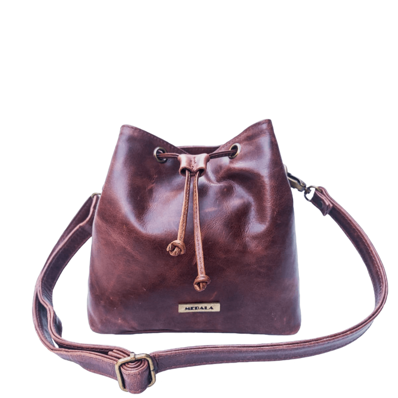 Mebala Leather Buhle bucket bag dark brown