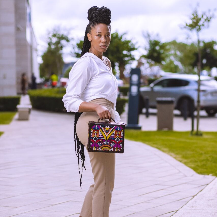 Mebala genuine leather bags Vuvu vintage case African print