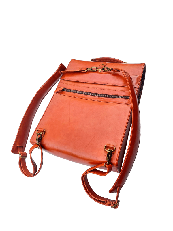 Mebala Leather bags Zuri back pack tangerine